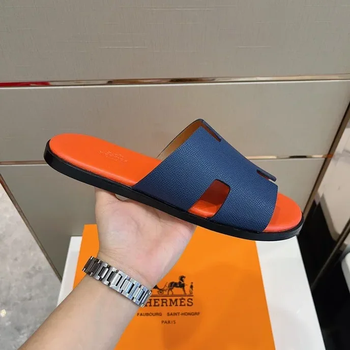 Hermes Izmir Sandals Orange in Blue Hermes Izmir Sandals Orange in Blue