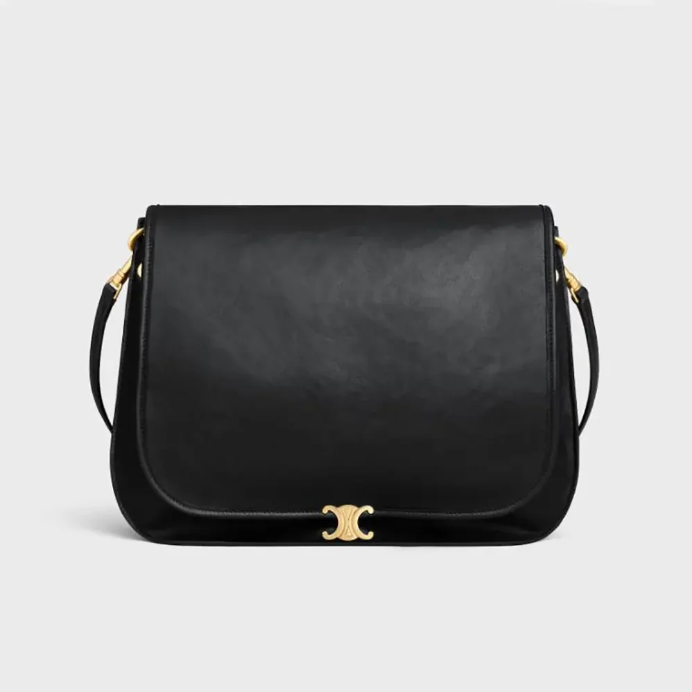 Celine Soft Triomphe Besace in Supple Shiny Lambskin for Women in Black Celine Soft Triomphe Besace in Supple Shiny Lambskin for Women in Black