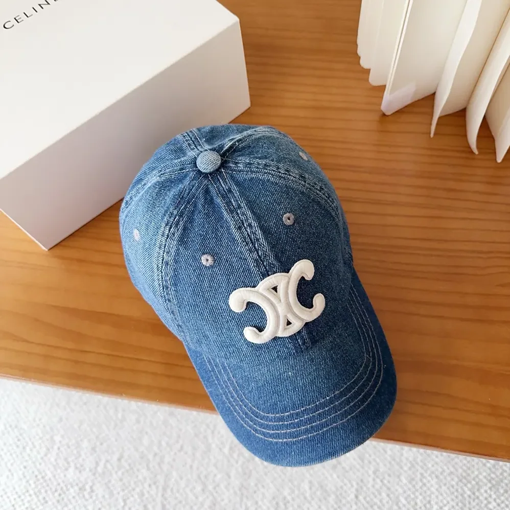 Celine Triomphe Baseball Cap in Denim Union Wash for Women