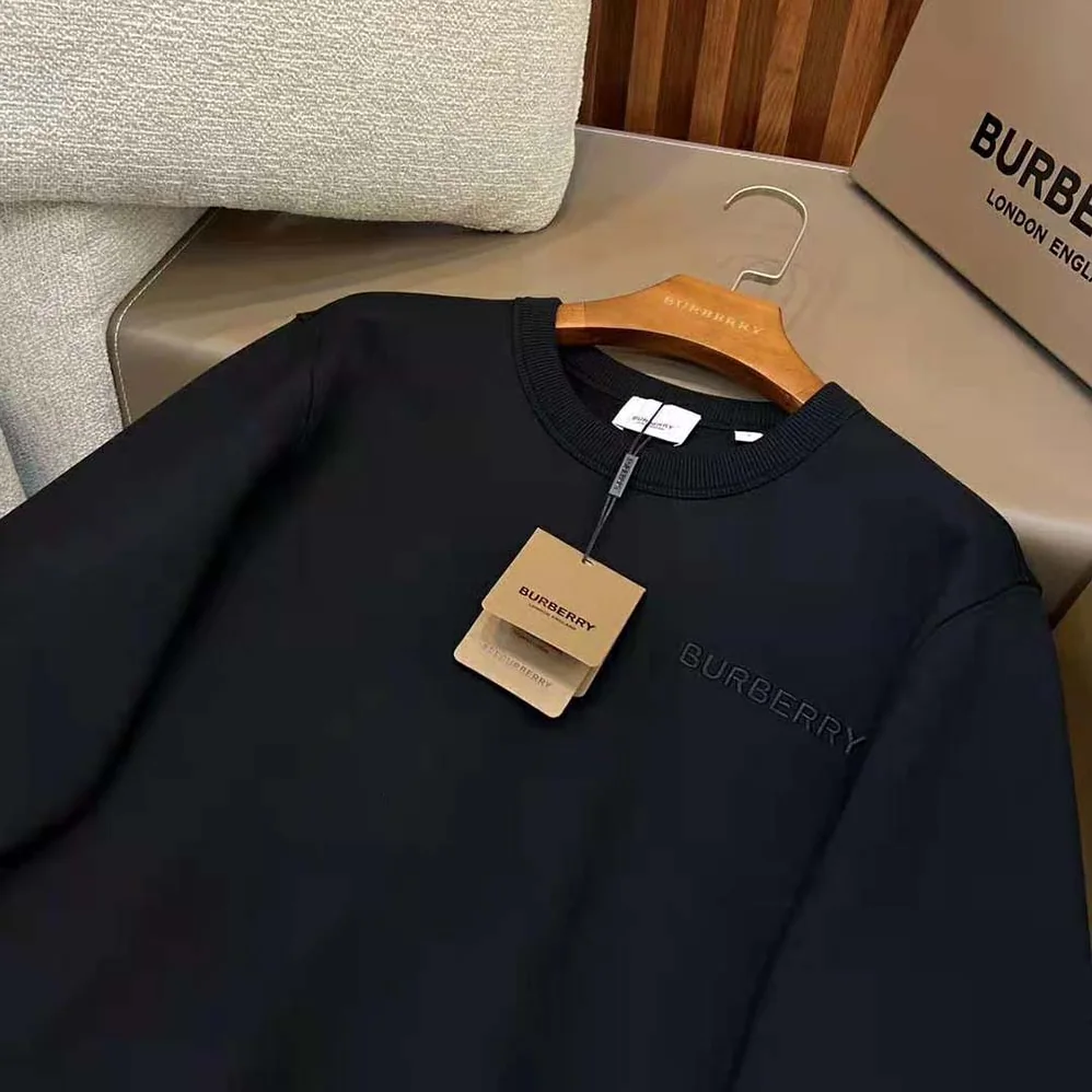 Burberry Check EKD Cotton Sweatshirt for Men in Black Burberry Check EKD Cotton Sweatshirt for Men in Black