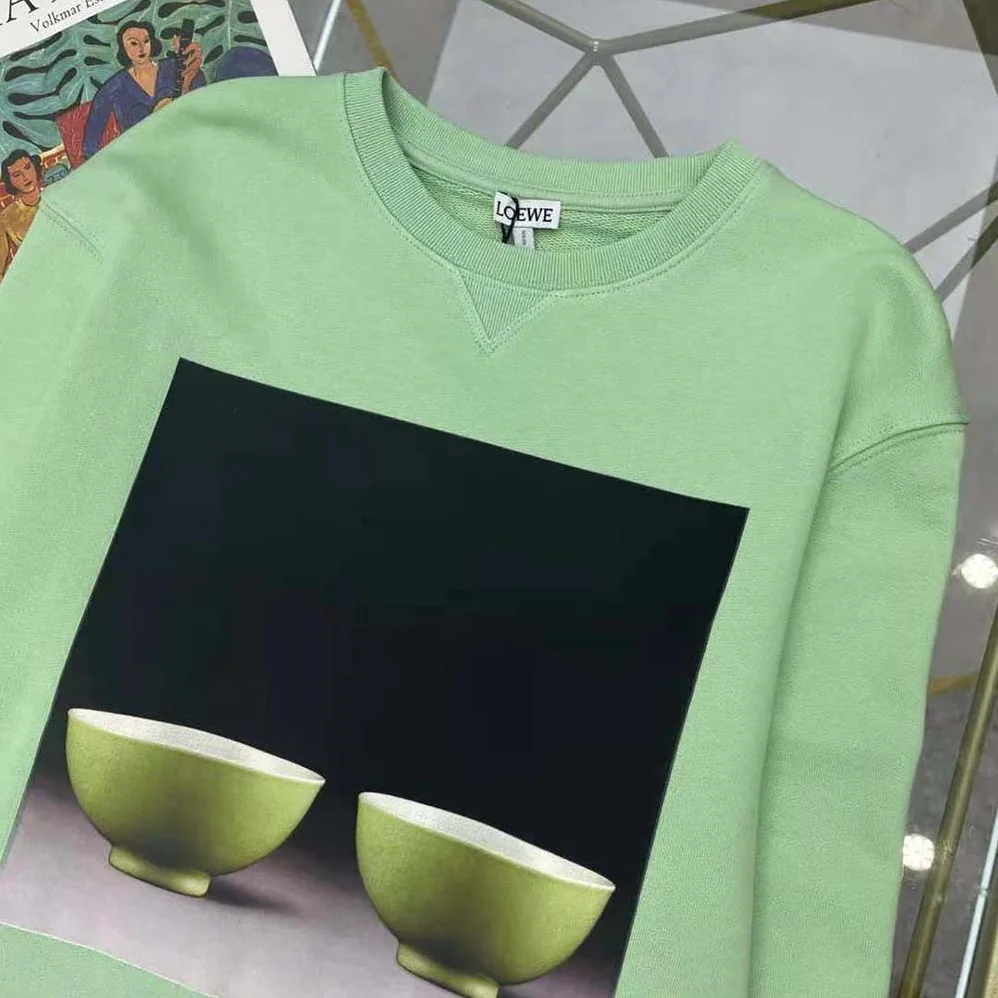 Loewe Ceramic Print Sweatshirt in Cotton for Women in Lime Loewe Ceramic Print Sweatshirt in Cotton for Women in Lime