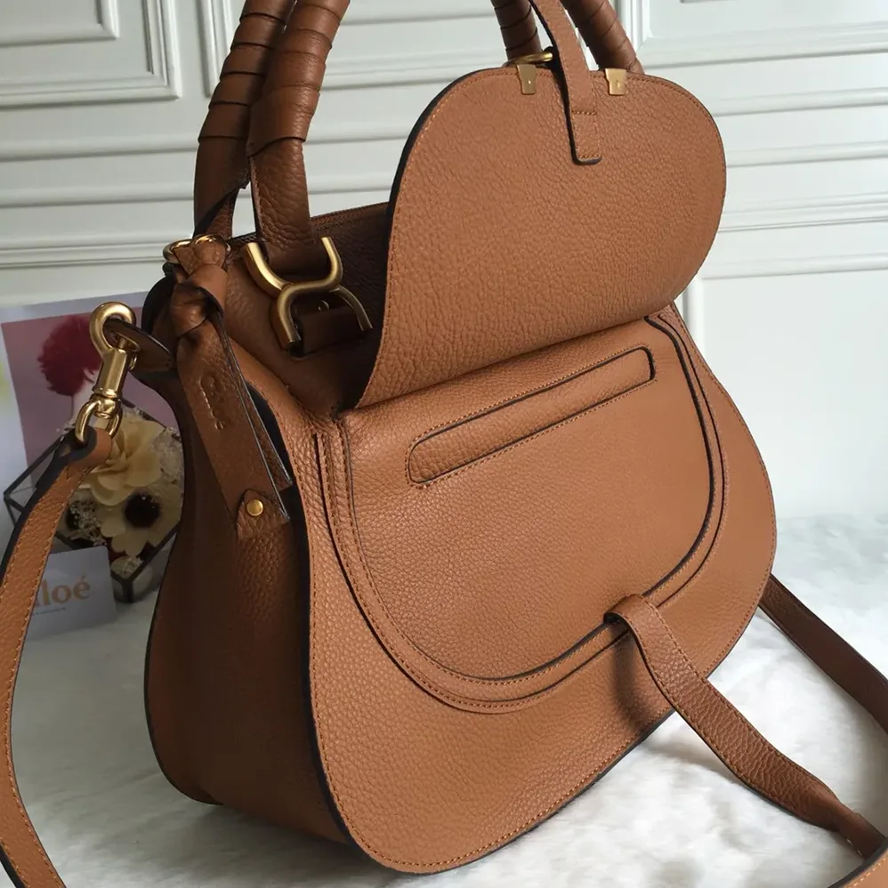 Chloe Marcie Bag in Grained Leather for Women in Tan