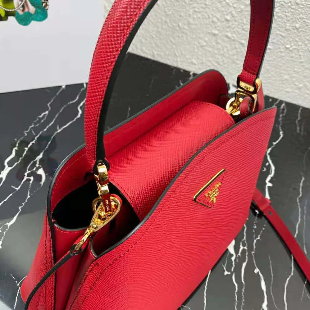 Prada Medium Saffiano Leather Prada Matinee Bag for Women in Red Prada Medium Saffiano Leather Prada Matinee Bag for Women in Red