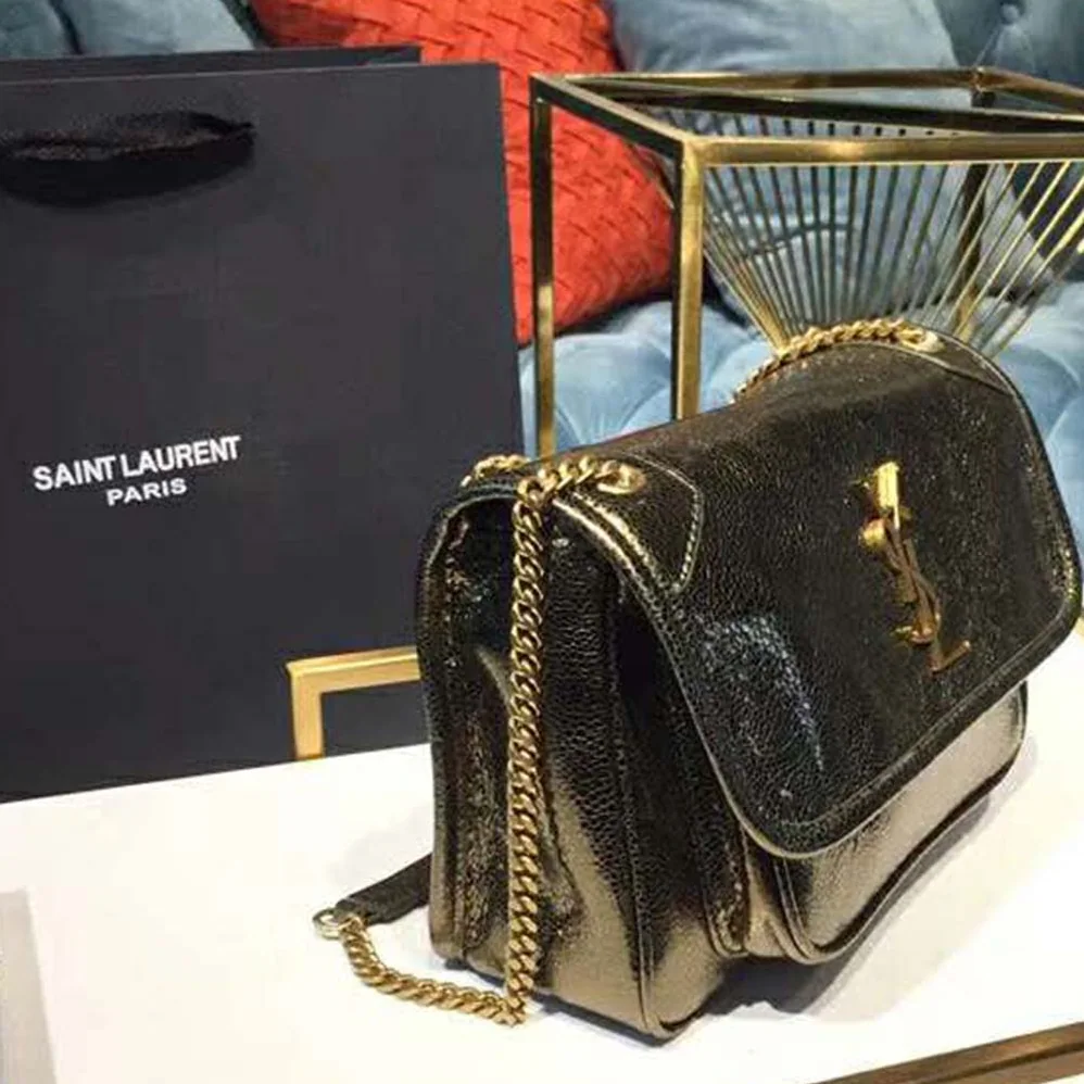 Saint Laurent YSL Niki Baby in Metallic Leather for Women in Black