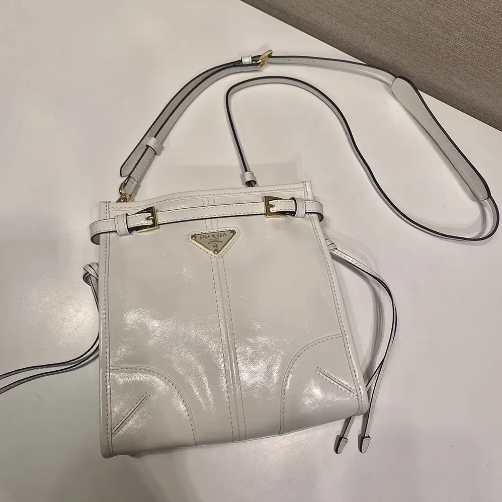 Prada Bonnie Leather Mini Shoulder Bag for Women in White Prada Bonnie Leather Mini Shoulder Bag for Women in White