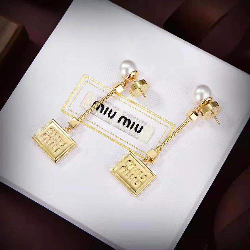 Miu Miu Metal Earrings with Artificial Pearls for Women Miu Miu Metal Earrings with Artificial Pearls for Women