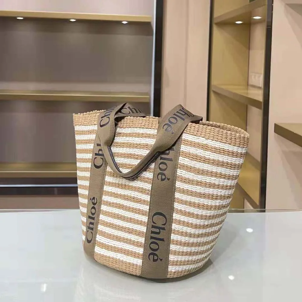 Chloe Large Woody basket in Fair-Trade Paper with the Woody Ribbon for Women