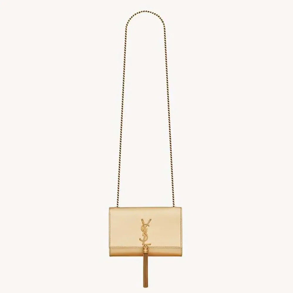 Saint Laurent YSL Kate Small Tassel In Metallic Leather for Women in Gold Saint Laurent YSL Kate Small Tassel In Metallic Leather for Women in Gold