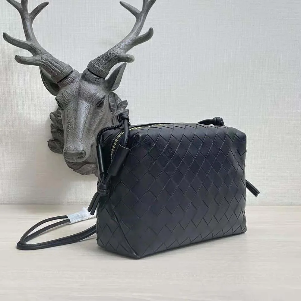 Bottega Veneta Loop Small Intrecciato Leather Cross-Body Bag for Women in Black Bottega Veneta Loop Small Intrecciato Leather Cross-Body Bag for Women in Black