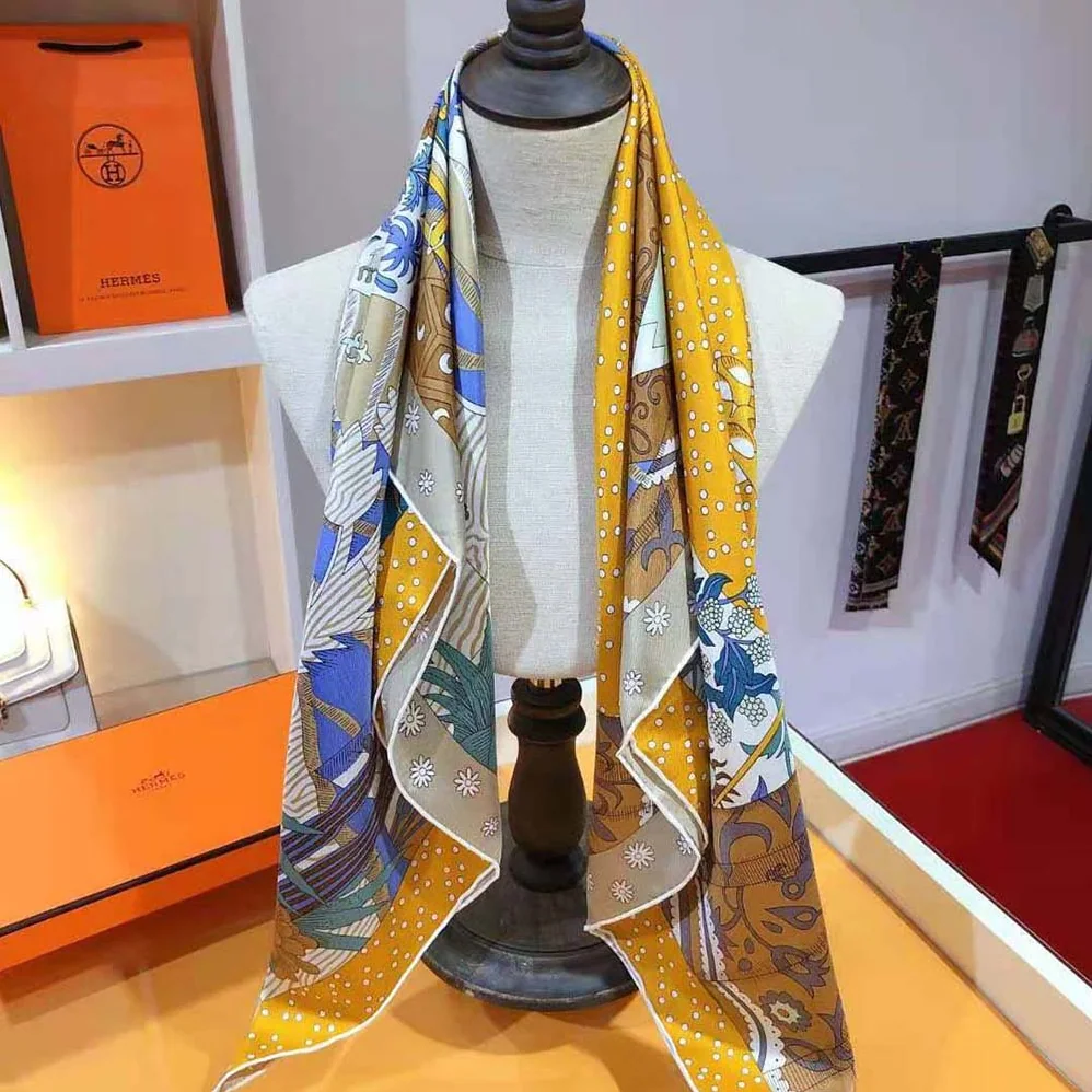 Hermes Le Premier Chant Scarf 90 in Silk Twill with Hand-Rolled Edges for Women in Yellow Hermes Le Premier Chant Scarf 90 in Silk Twill with Hand-Rolled Edges for Women in Yellow