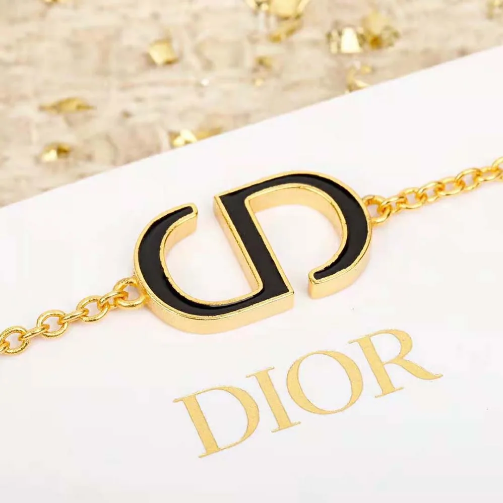 Dior Petit CD Bracelet Gold-Finish Metal and Black Lacquer for Women Dior Petit CD Bracelet Gold-Finish Metal and Black Lacquer for Women