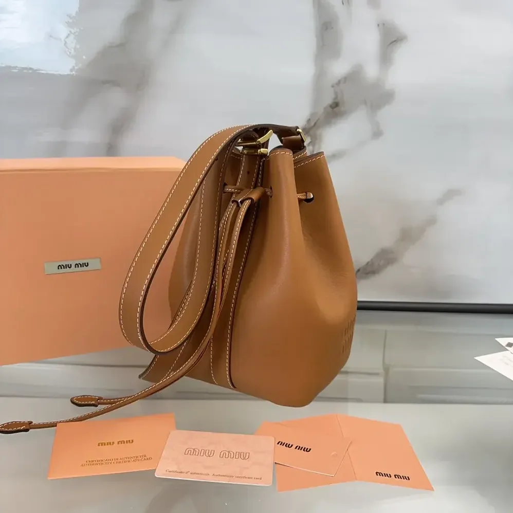 Miu Miu Leather Bucket Bag-Black 5BE090_2CRM_F0046_V_OOO for Women Miu Miu Leather Bucket Bag-Black 5BE090_2CRM_F0046_V_OOO for Women
