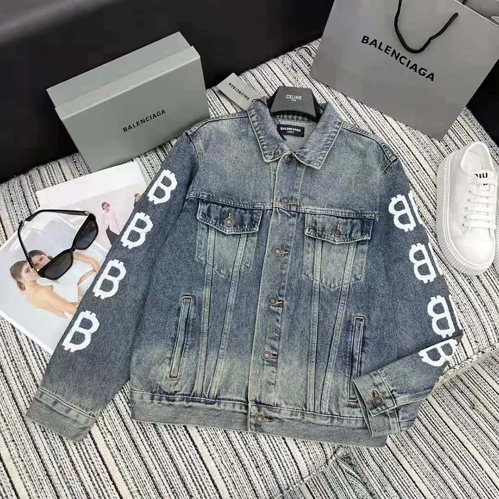 Balenciaga Crypto Large Fit Jacket in Light Blue for Men Balenciaga Crypto Large Fit Jacket in Light Blue for Men