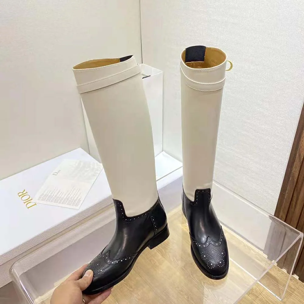 Dior Empreinte Boot Black and White Perforated Calfskin for Women