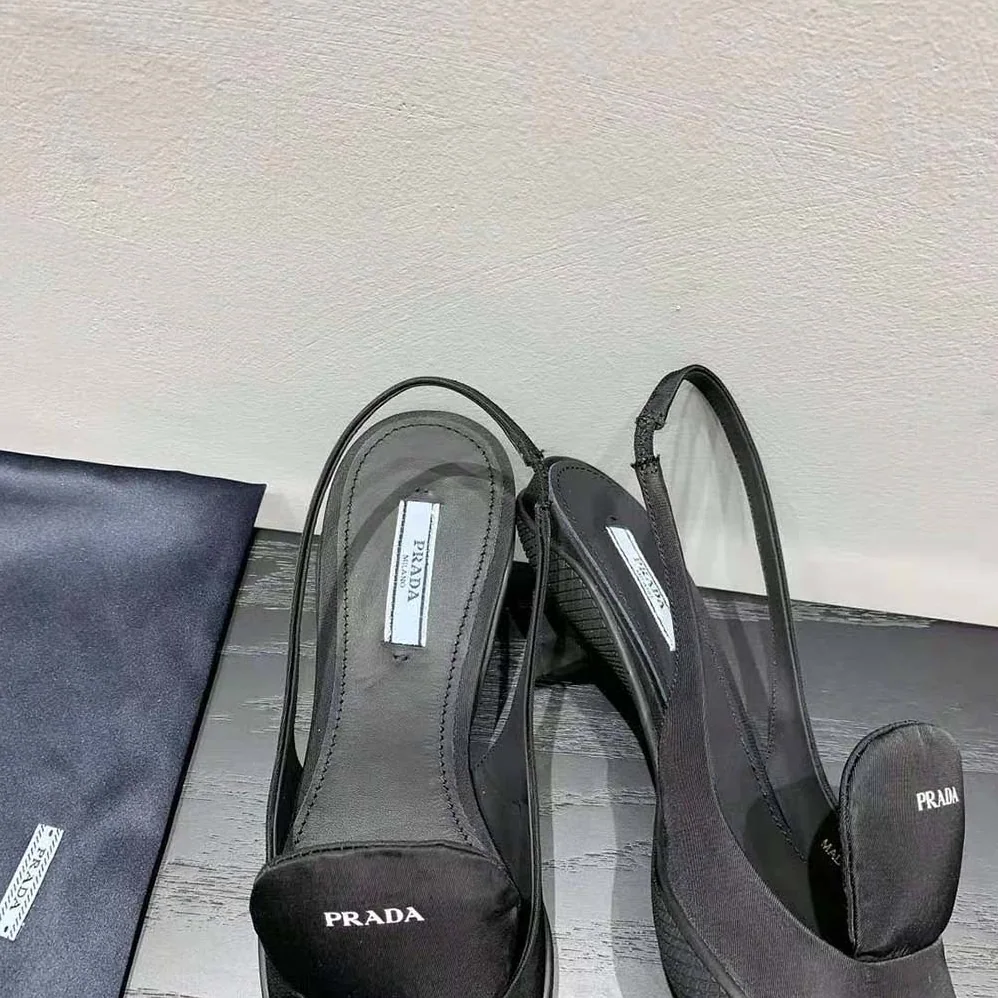 Prada Nylon Gabardine Slingback Pumps for Women in Black Prada Nylon Gabardine Slingback Pumps for Women in Black