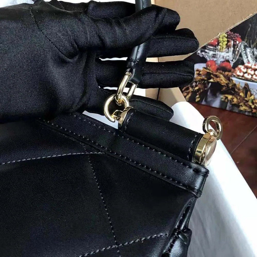 Dolce Gabbana D&G Medium Sicily Bag in Quilted Calfskin for Women in Black Dolce Gabbana D&G Medium Sicily Bag in Quilted Calfskin for Women in Black
