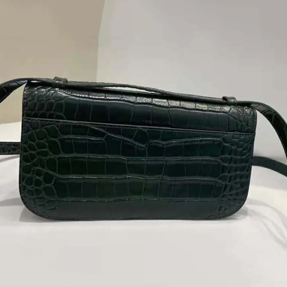 Balenciaga Gossip Small Bag in Extra Supple Crocodile Embossed Calfskin in Forest Green for Women