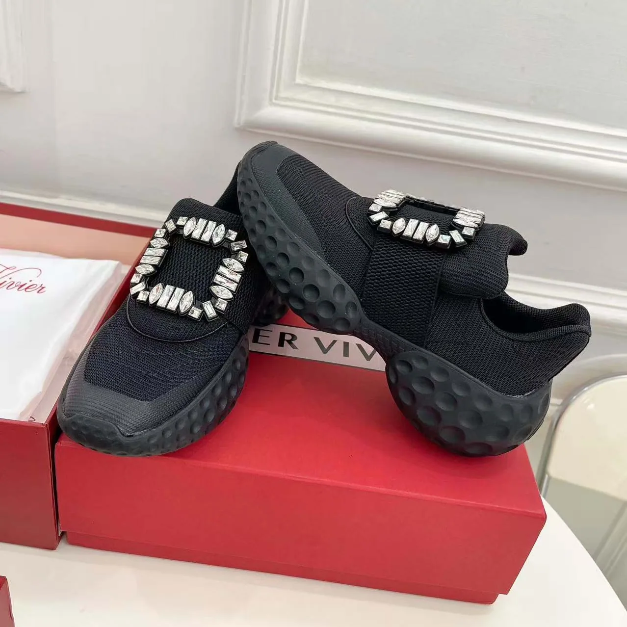 Roger Vivier Viv Run Light Strass Buckle Sneakers in Fabrics for Women