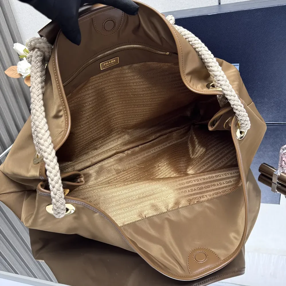 Prada Mariner Large Re-Nylon Shoulder Bag for Women in Brown