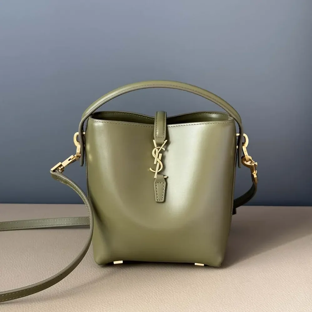 Saint Laurent YSL Le 37 Mini in Shiny Leather for Women in Dark Green Saint Laurent YSL Le 37 Mini in Shiny Leather for Women in Dark Green