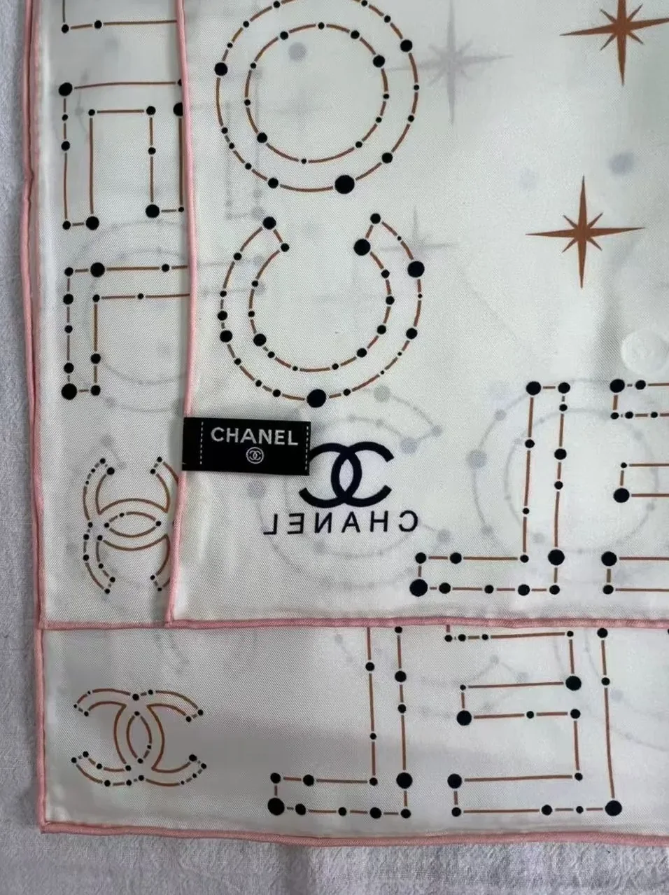 Chanel 25C Coco Square Scarf White /