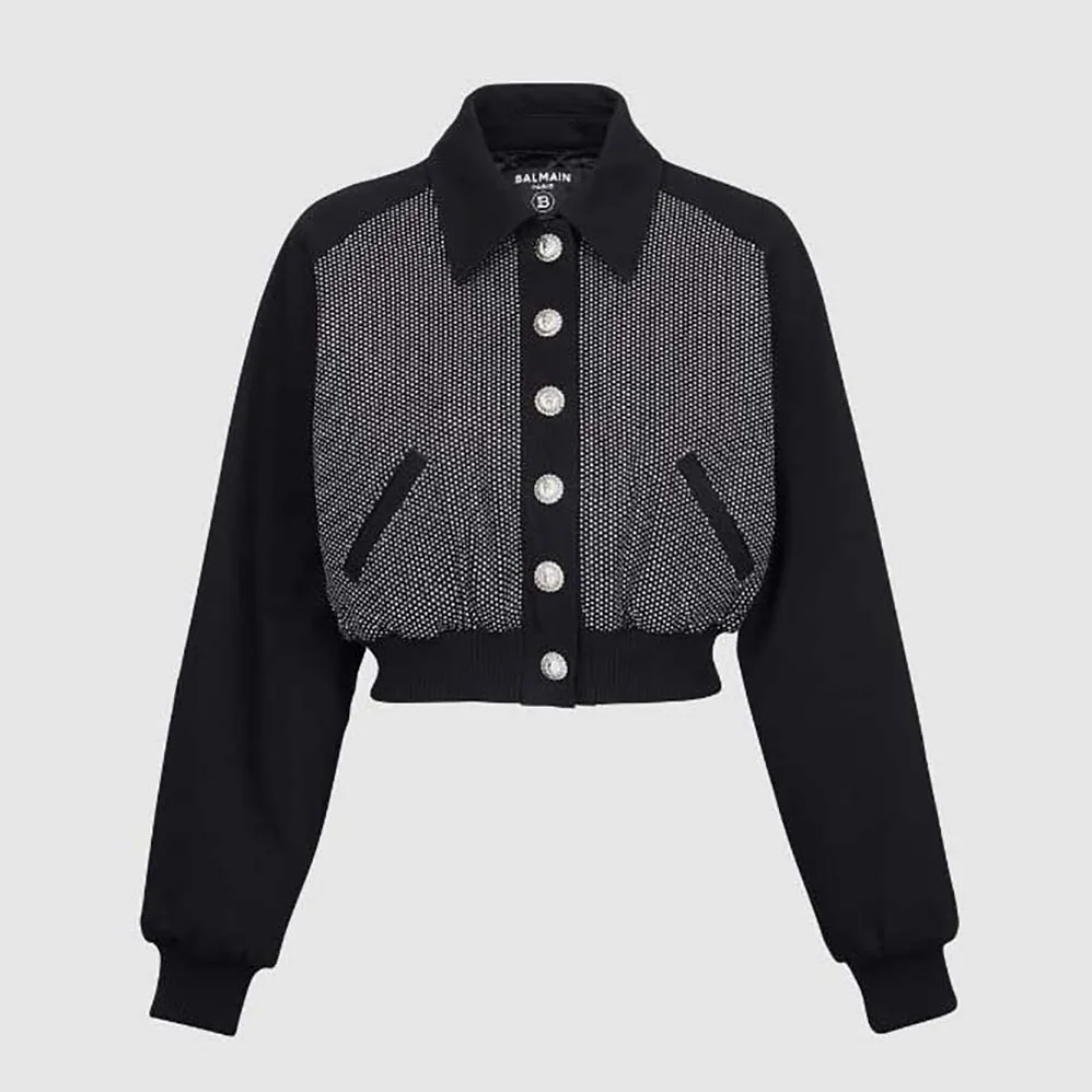 Balmain Cropped Balmain Jacket with Rhinestones for Women