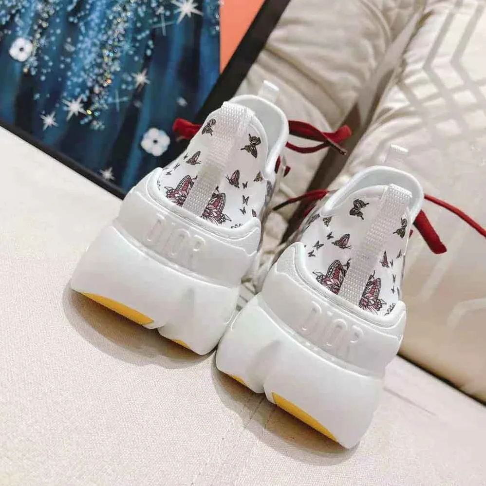 Dior D-Connect Sneaker White Technical Fabric and Multicolor Butterfly Motif for Women Dior D-Connect Sneaker White Technical Fabric and Multicolor Butterfly Motif for Women