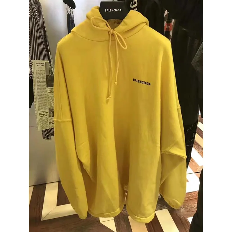 Balenciaga Hoodie Cardigan Logo Printed Hooded Sweater for Women in Yellow