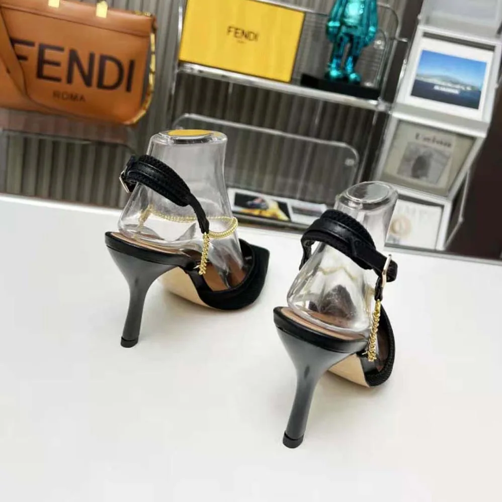 Fendi Colibrì Lite Black Mesh High for Women in heeled Slingbacks