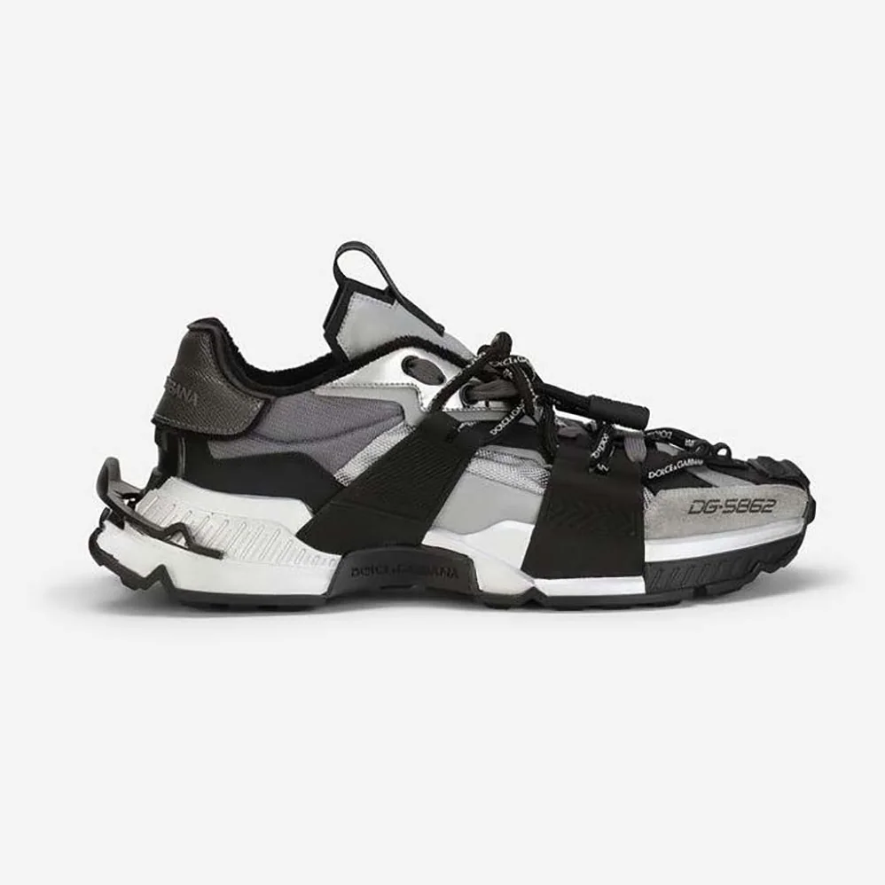 Dolce Gabbana D&G Mixed-Materials Space Sneakers for Unisex in Silver Dolce Gabbana D&G Mixed-Materials Space Sneakers for Unisex in Silver