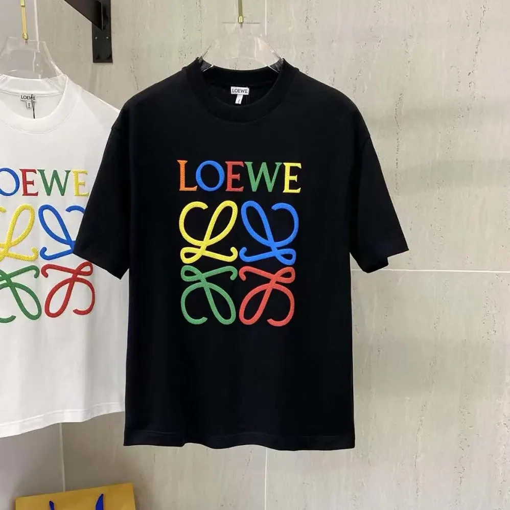 Loewe Glitch Anagram T-shirt in Cotton for Men in Black/Red