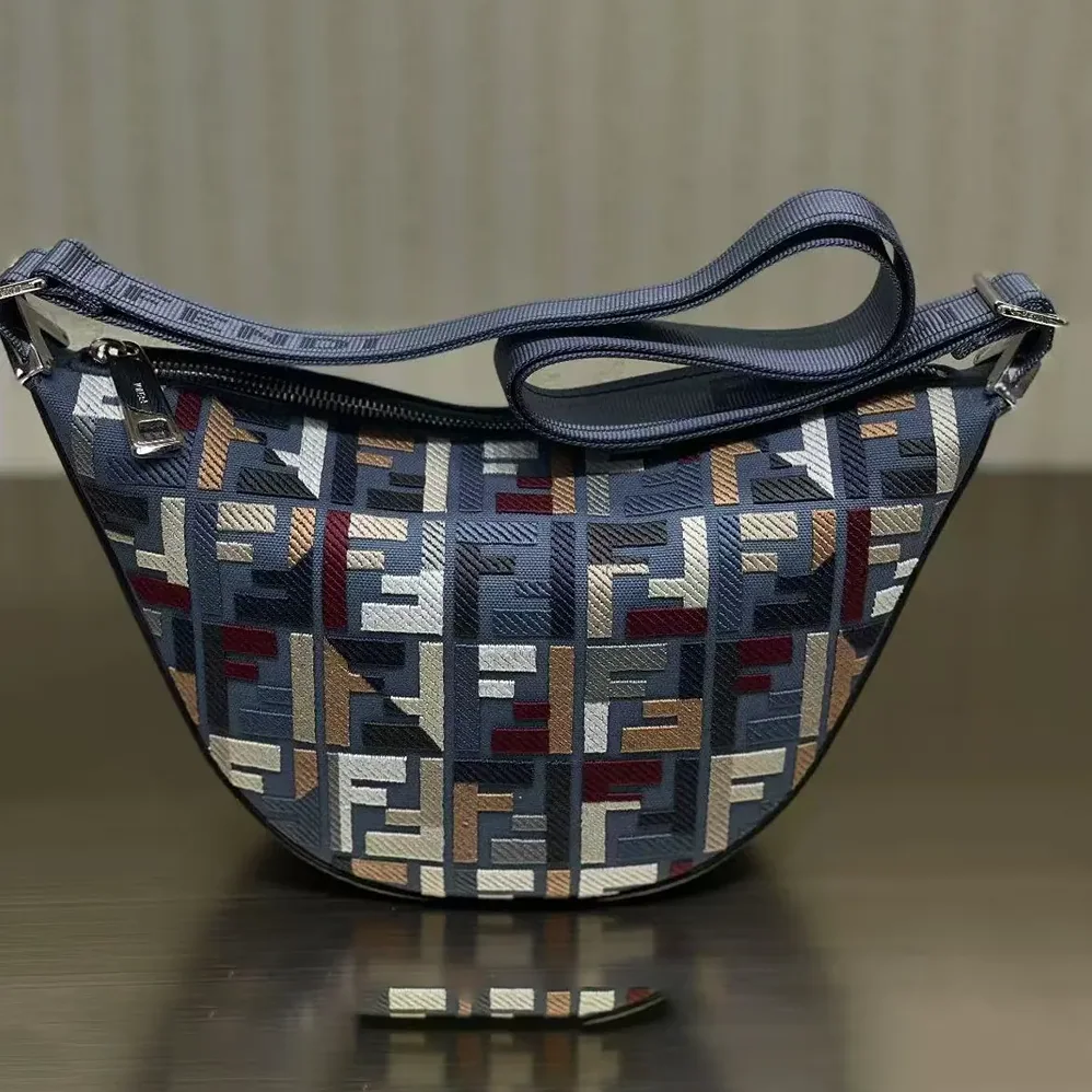 Fendi Roma Leather Fendi Melon Small Fabric Blue for Men Fendi Roma Leather Fendi Melon Small Fabric Blue for Men