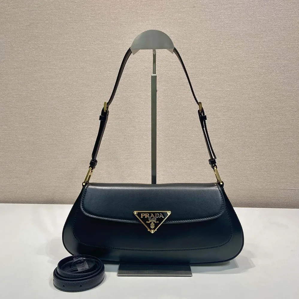Prada Leather Shoulder Bag for Women in Black