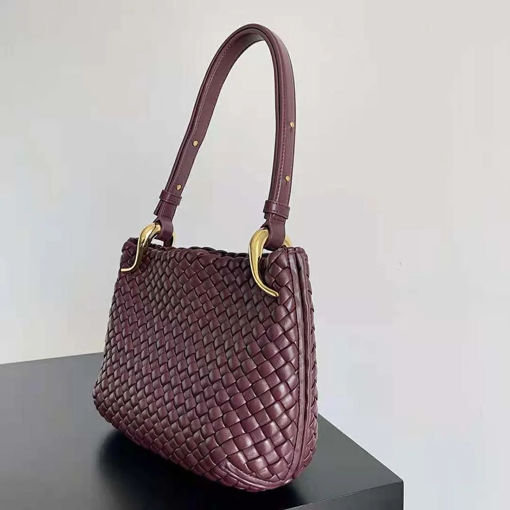 Bottega Veneta Small Clicker Shoulder Bag for Women in Maroon