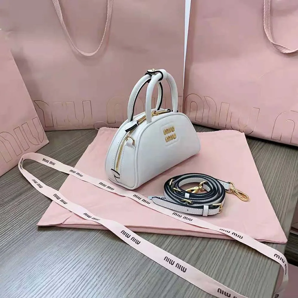 Miu Miu Mini Leather Top-handle Bag for Women in White Miu Miu Mini Leather Top-handle Bag for Women in White