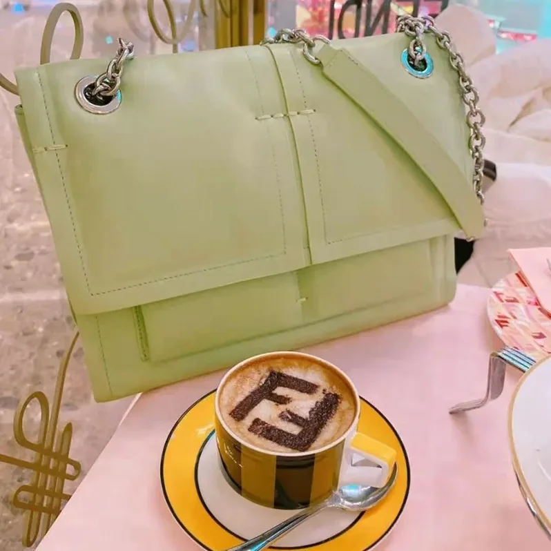 Premium Sense Avocado Green Chain Shoulder Bag