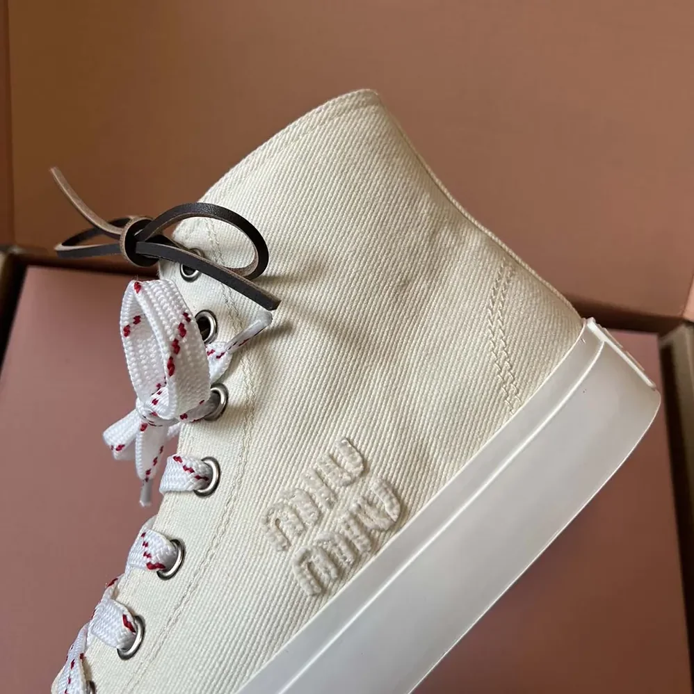 Miu Miu Washed Denim High for Women in top Sneakers Miu Miu Washed Denim High for Women in top Sneakers