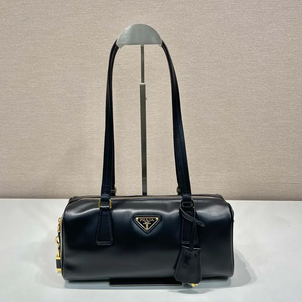 Prada Medium Leather Top-handle Bag with Padlock for Women in Black
