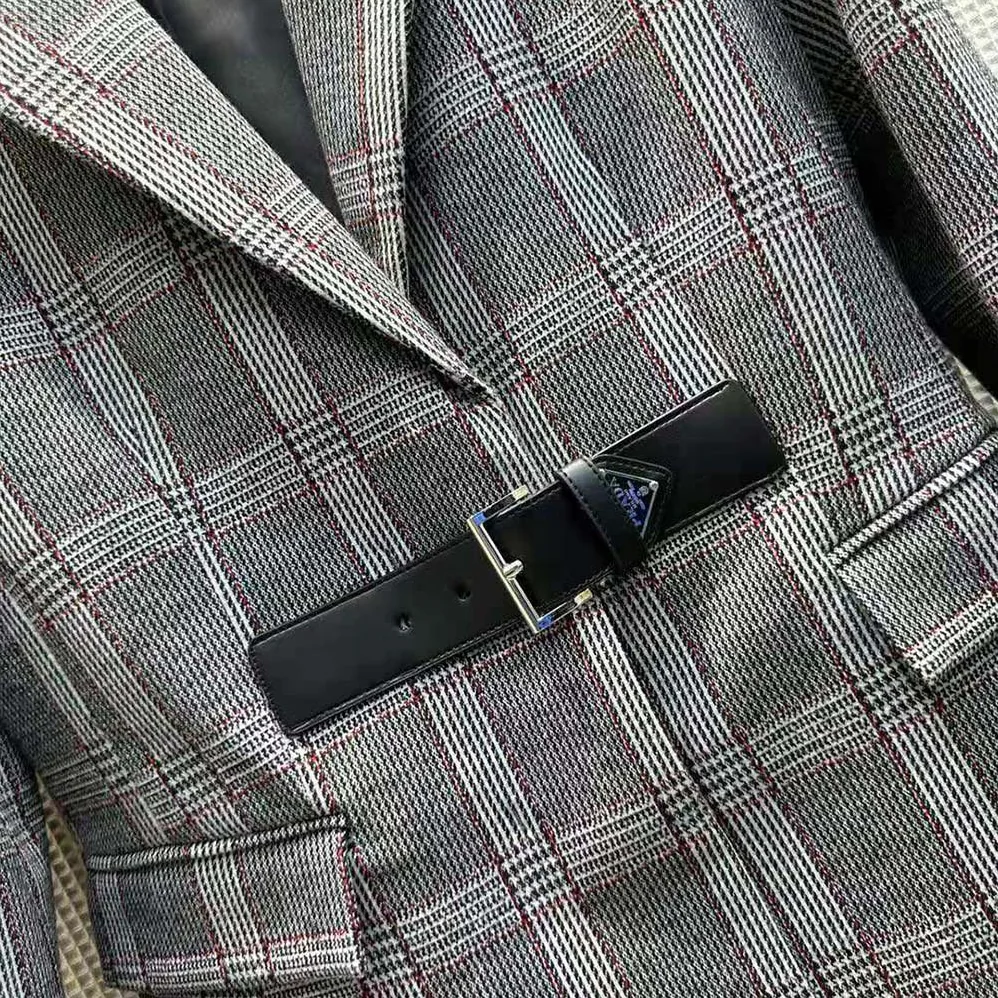 Prada Single-breasted Prince of Wales Jacket for Women Prada Single-breasted Prince of Wales Jacket for Women
