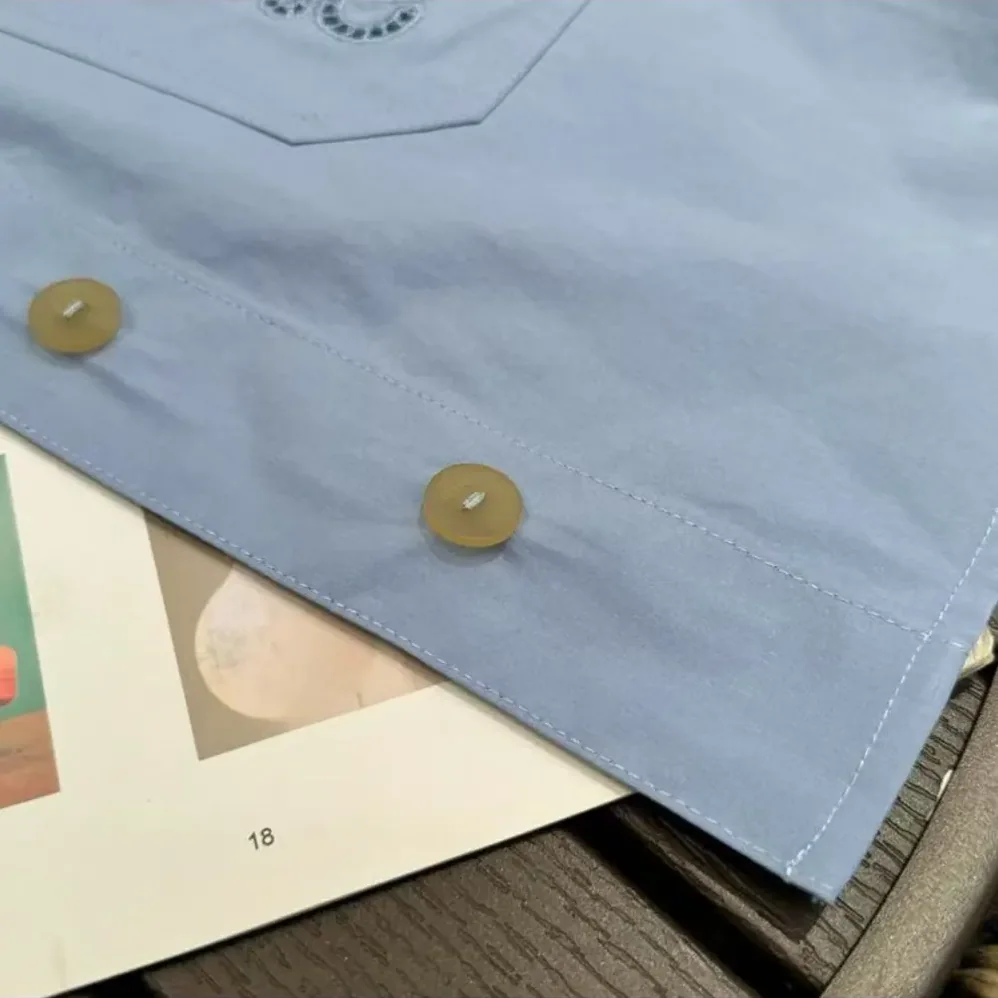 Loewe Blue Cotton Blend Cropped Shirt for Women