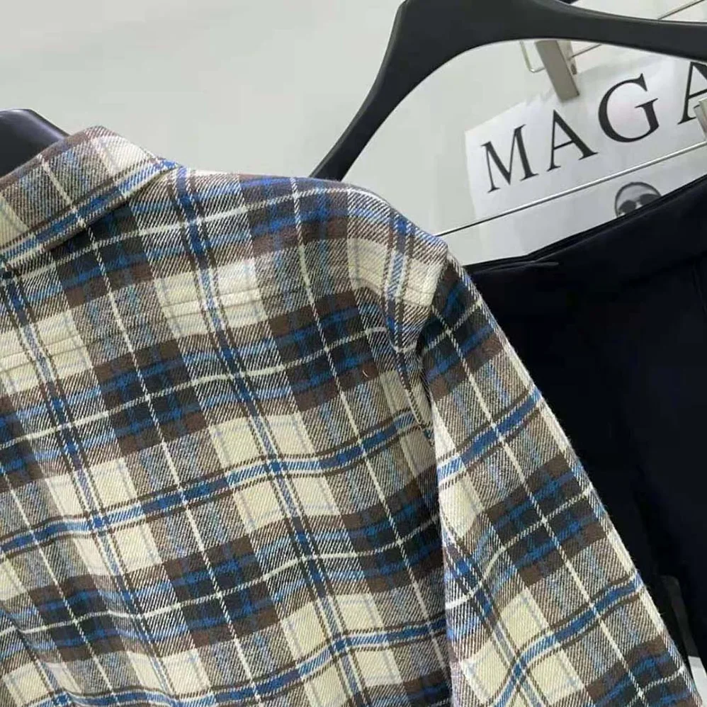 Celine Loose Shirt in Checked Cotton for Men in Navy