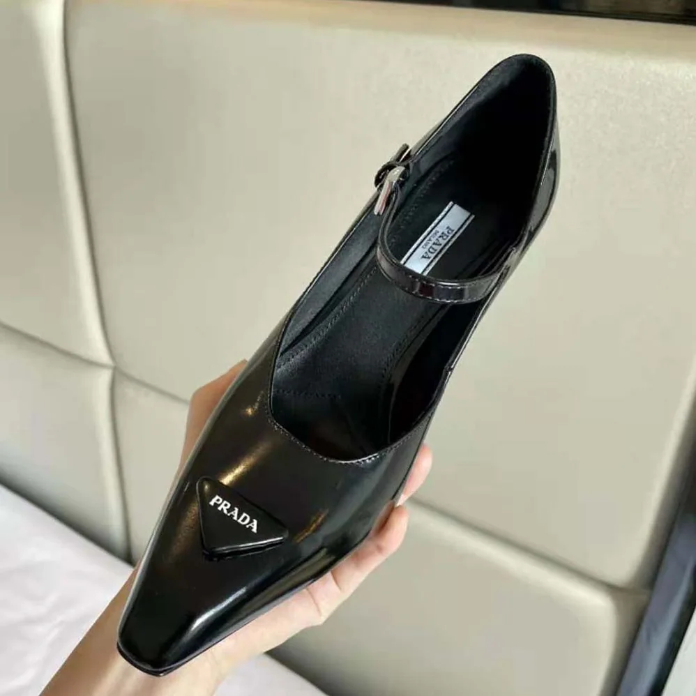 Prada Brushed Leather Pumps for Women in Black