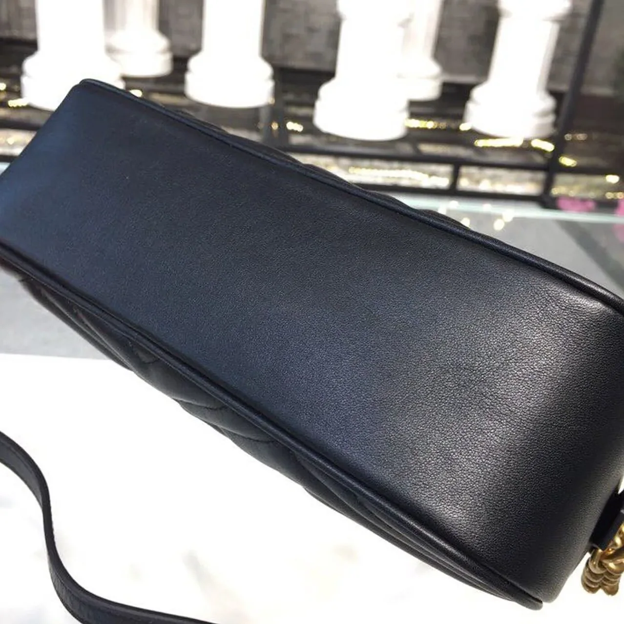 Gucci GG Marmont Small Matelassé Shoulder Bag Black Matelassé Chevron /