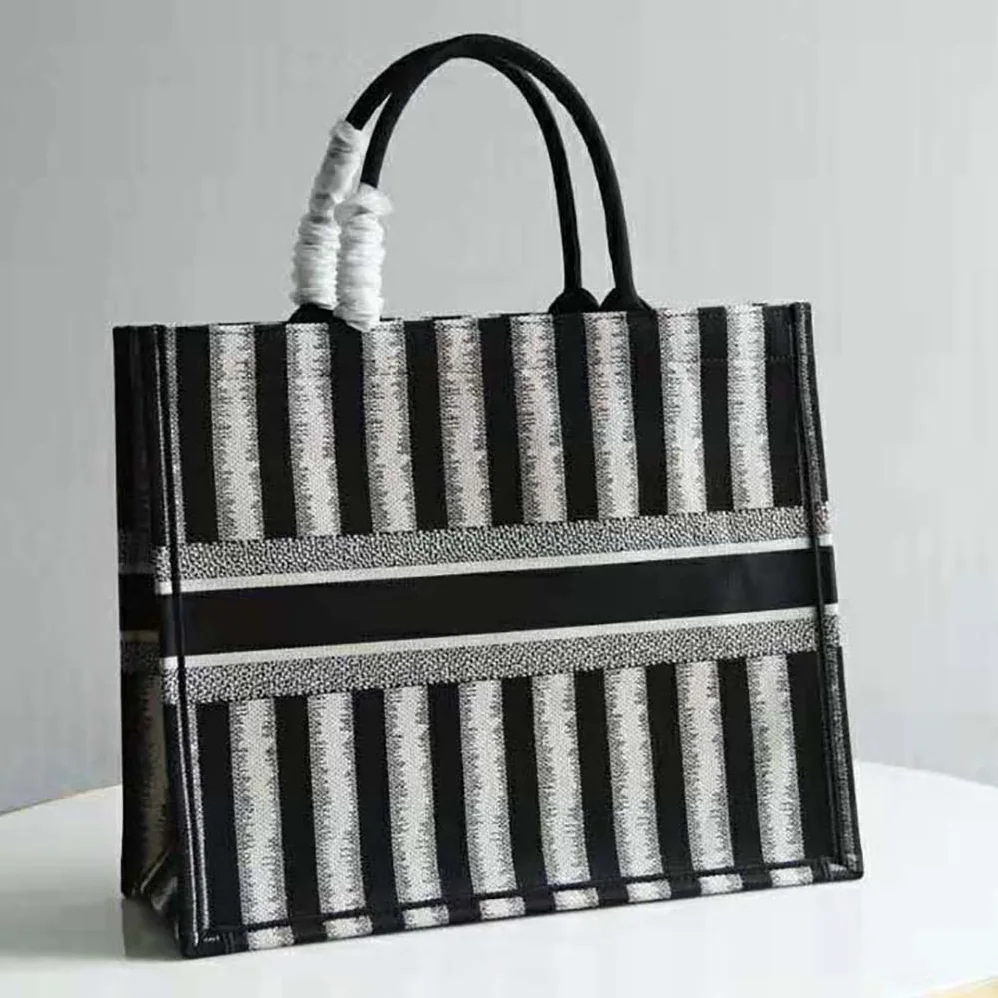 Dior Dior Book Tote Blue D for Women in Stripes Embroidery Dior Dior Book Tote Blue D for Women in Stripes Embroidery