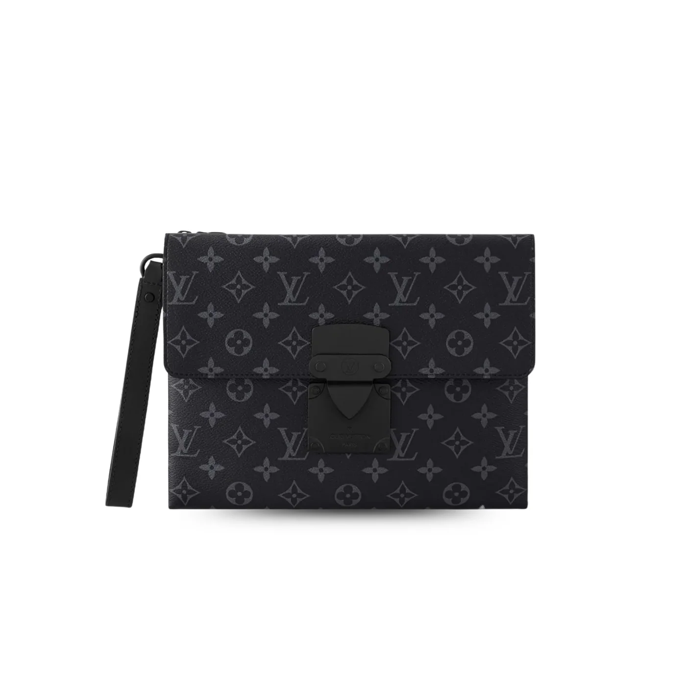 Louis Vuitton Pochette S-Lock Pouch / Black Monogram Eclipse Canvas Black Hardware