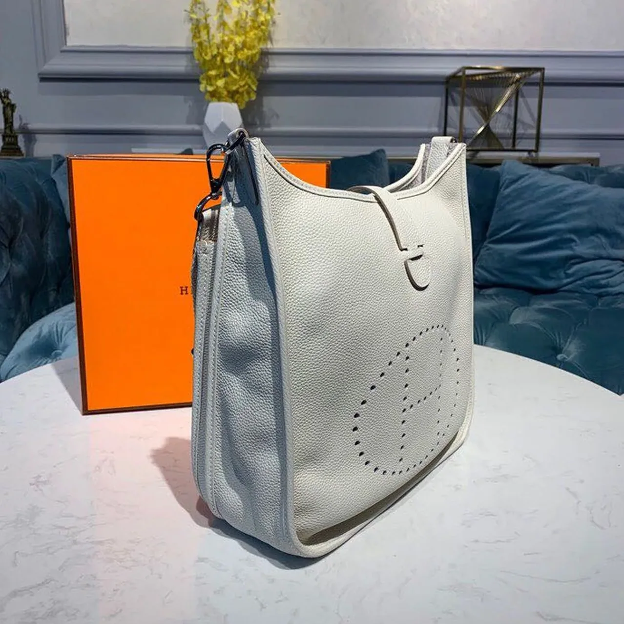 Hermes Evelyne III GM Bag White / Hermes Evelyne III GM Bag White /