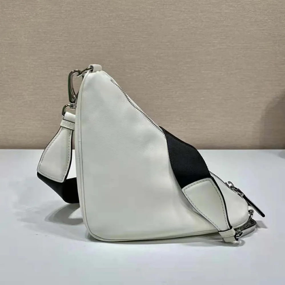 Prada Leather Triangle Shoulder Bag for Women in White
