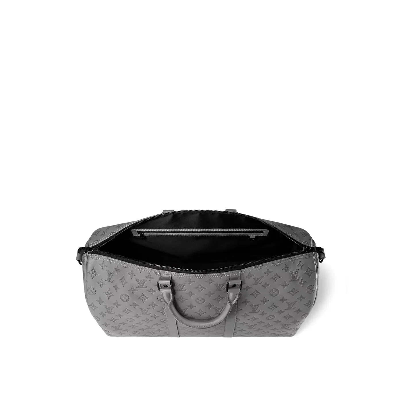 Louis Vuitton Keepall Bandouliere 50 Travel Bag in Grey Black Hardware Louis Vuitton Keepall Bandouliere 50 Travel Bag in Grey Black Hardware