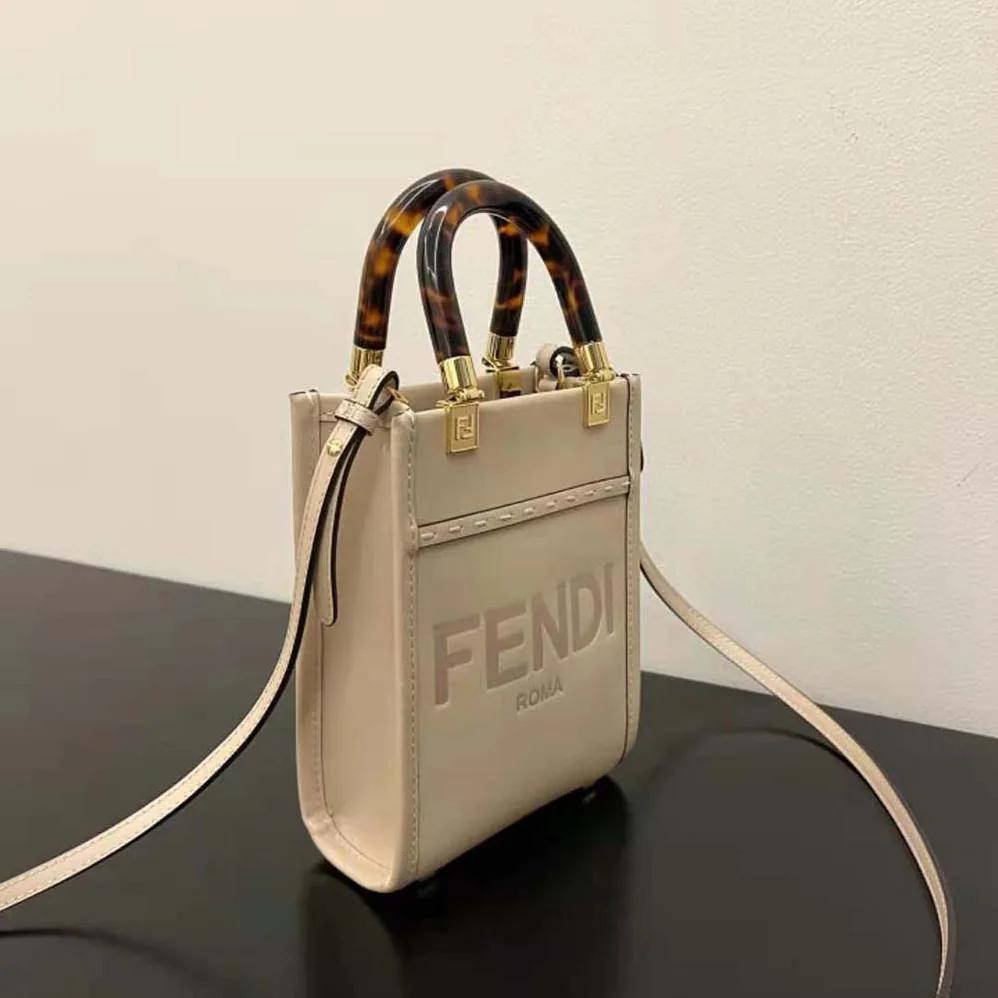 Fendi Mini Sunshine Shopper Dove-gray Leather Mini for Women in bag Fendi Mini Sunshine Shopper Dove-gray Leather Mini for Women in bag