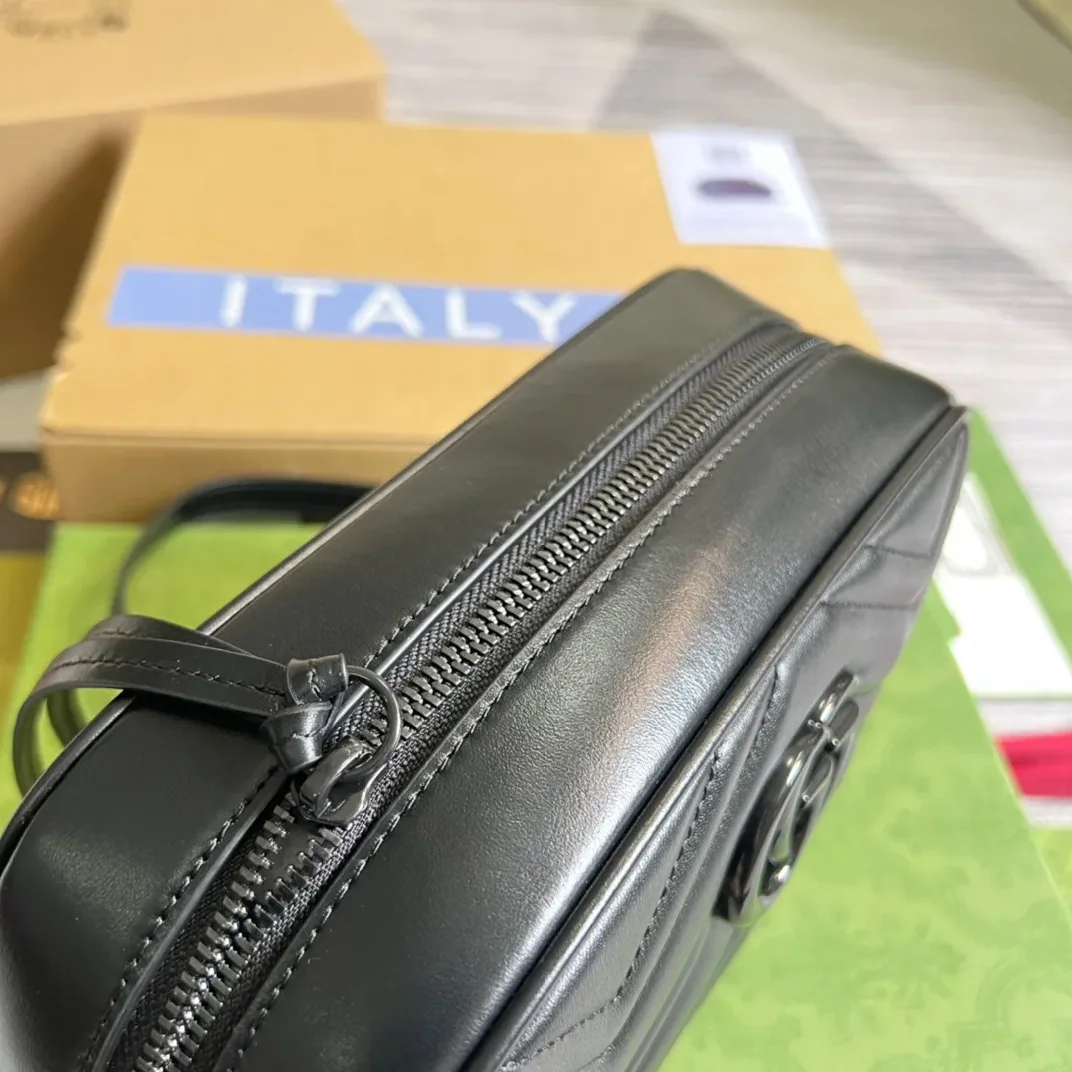 Gucci Marmont Matelasse Shoulder Bag in Black Matelasse Black Hardware Gucci Marmont Matelasse Shoulder Bag in Black Matelasse Black Hardware